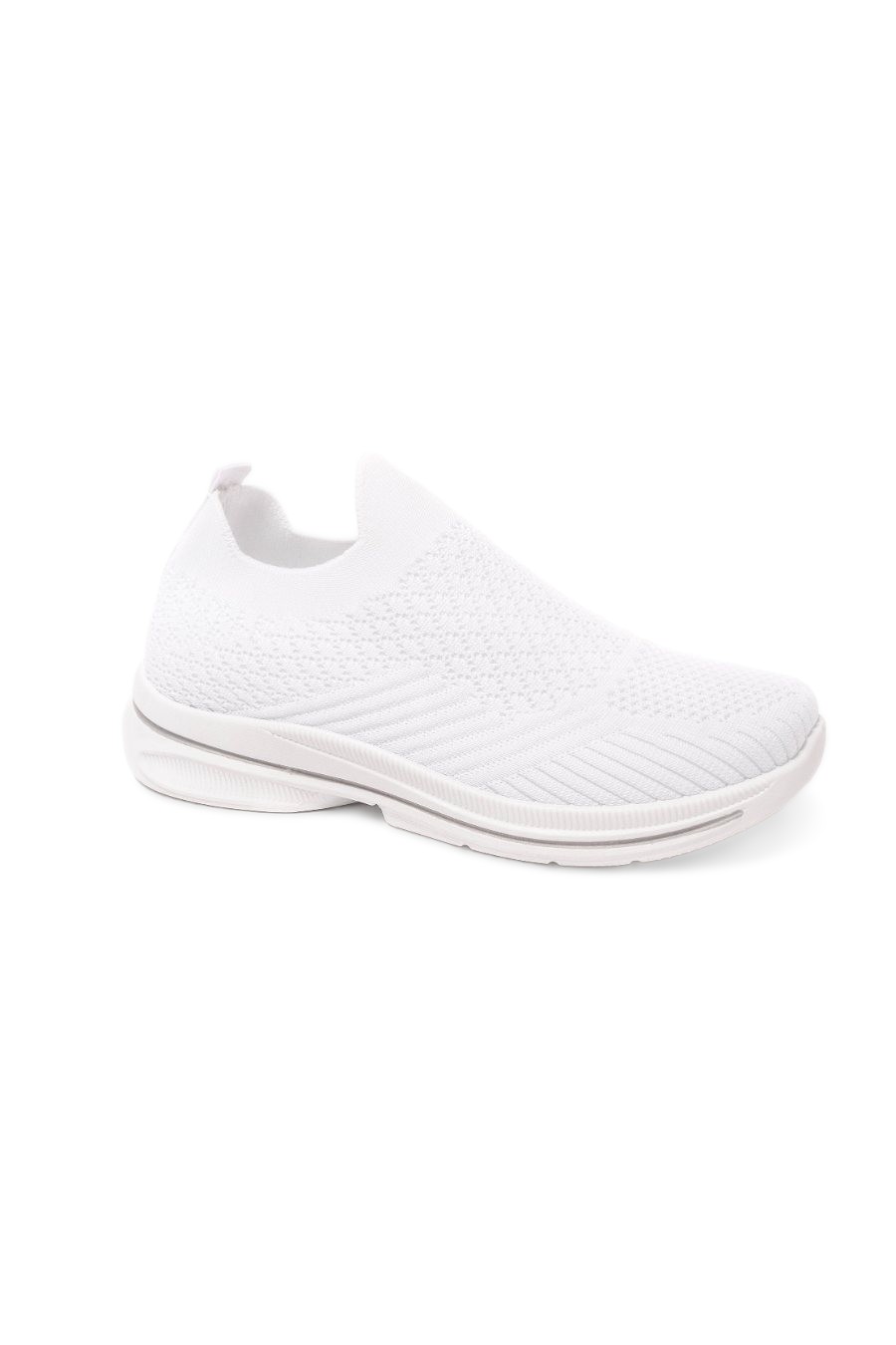 Lauren White Knitted Slip on Trainers