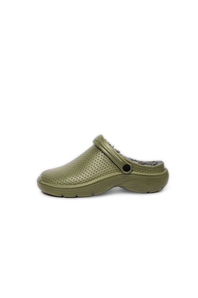 Leo Youth Fur Lined Full Garden Clog Khaki