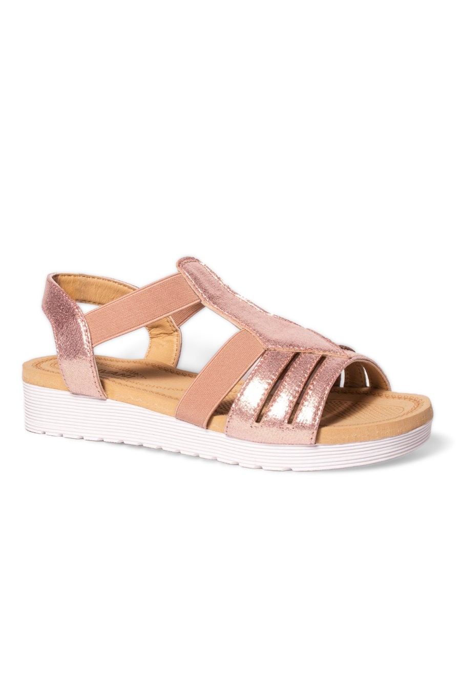 Lucy Pink T Bar Shimmer Sandal
