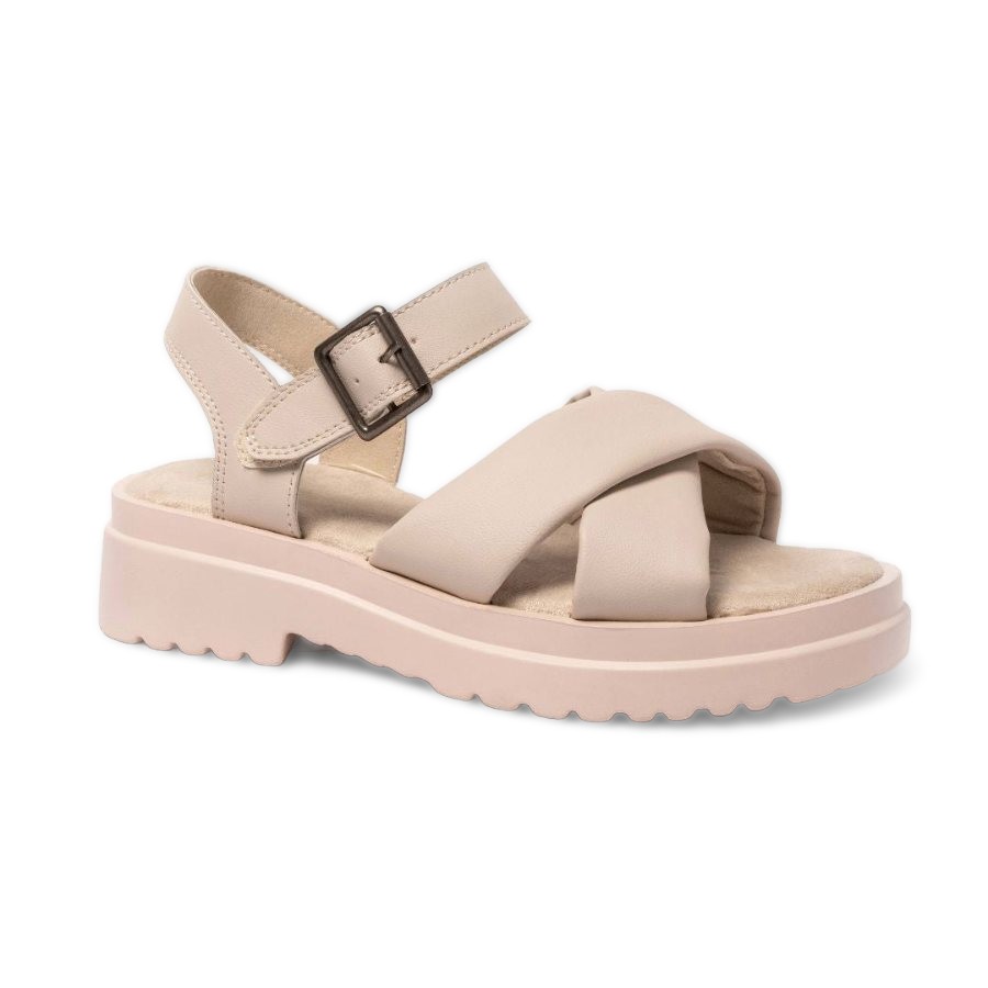 Margot Ladies Crossover Buckle Sandal Beige