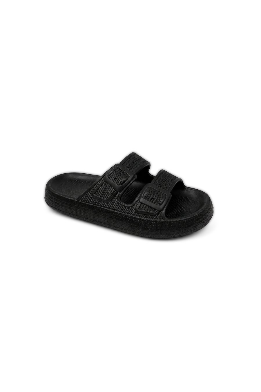 Matt Twin Buckle Men's Pillow Slider Black