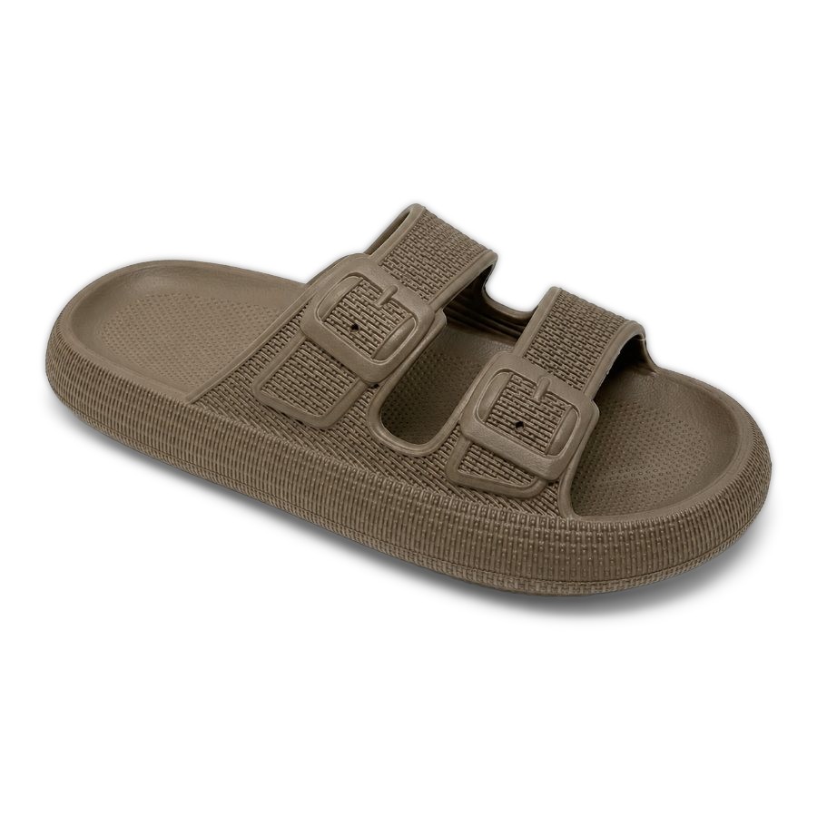 Matt Twin Buckle Men's Pillow Slider Khaki