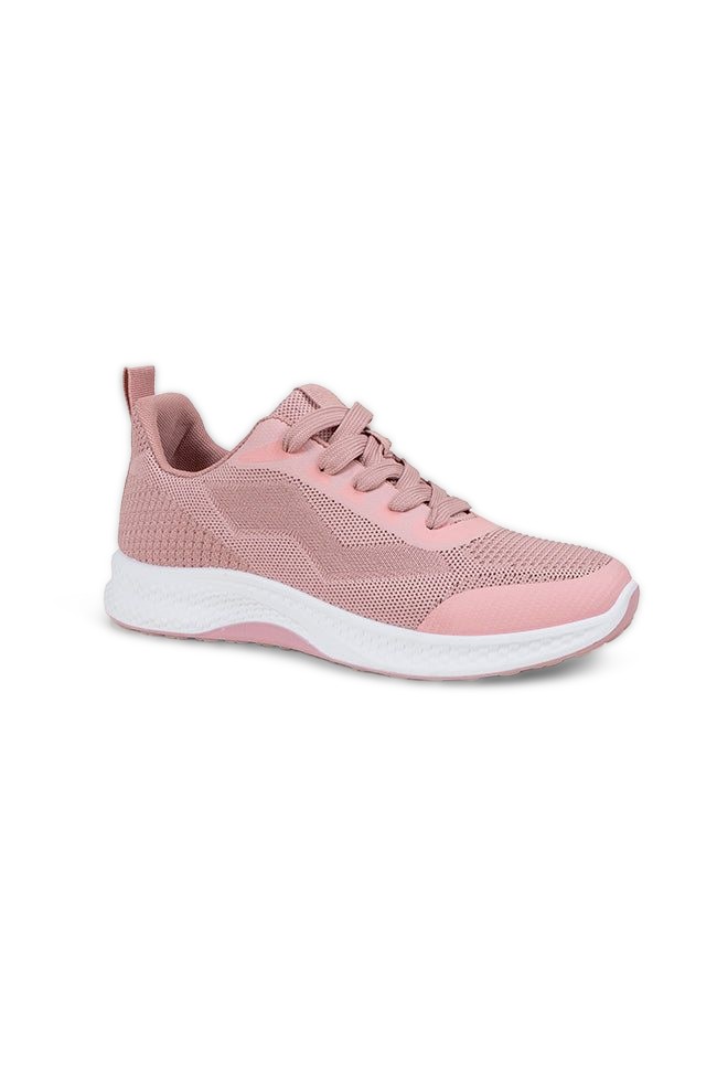 Maureen Ladies Lace Up Baby Pink Trainer