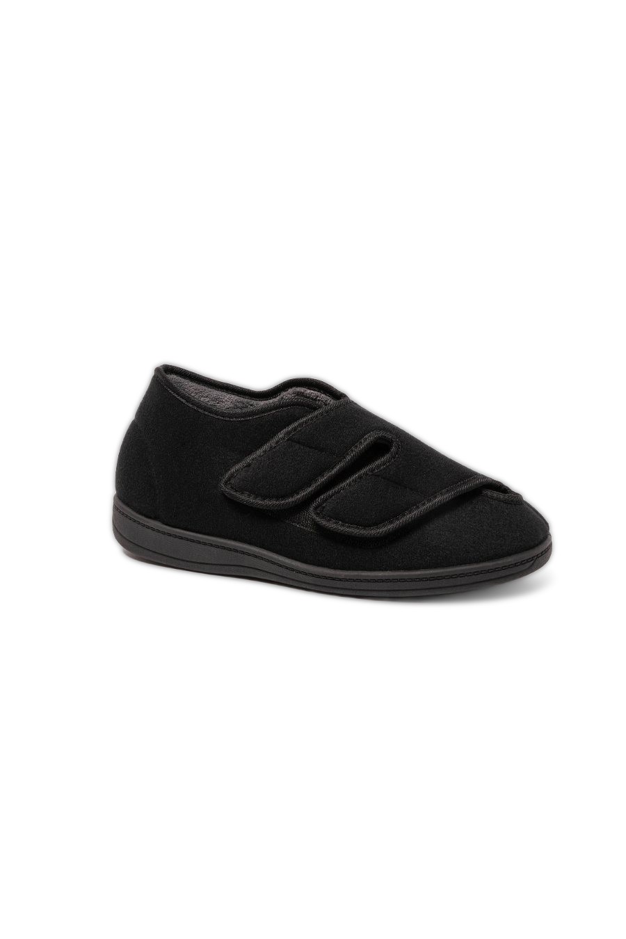Morgan Black Velour Double Fasten Slipper