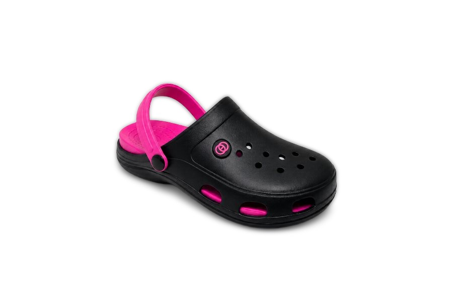 Stella Ladies Black and Pink Clogs