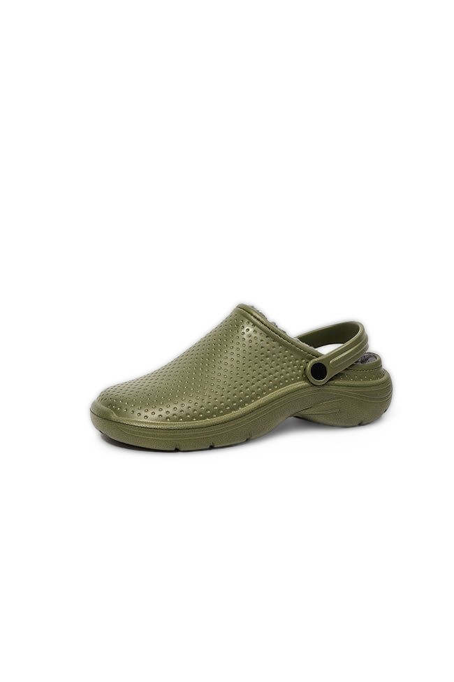 Wyatt Men Fur Lined Full Garden Clog Khaki UK7-11